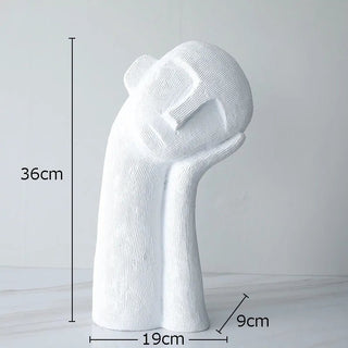 Statuetta Decorativa Bianca Nero Scultura Resina Salotto Decorazione Casa-INTERIOR DREAM DESIGN