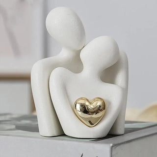 Statuetta Decorativa Ceramica Smaltata Bianco Nero Corpi Abbraccio Accessori Decorazione Arredamento Casa - INTERIOR DREAM DESIGN