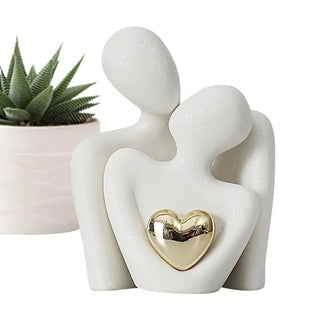 Statuetta Decorativa Ceramica Smaltata Bianco Nero Corpi Abbraccio Accessori Decorazione Arredamento Casa - INTERIOR DREAM DESIGN