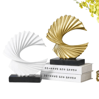 Statuetta Decorativa Colore Oro Bianco Resina Decorazione Casa Arredamento Interni-INTERIOR DREAM DESIGN