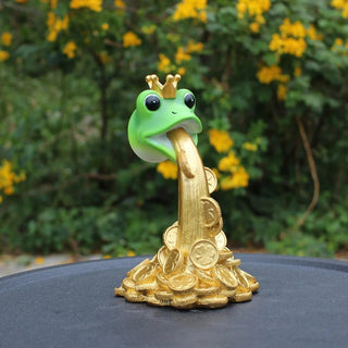 Statuetta Decorativa Resina Rana Oro Verde Esterno Decorazione Casa Utile Creativa-INTERIOR DREAM DESIGN
