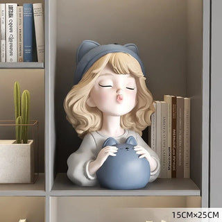 Statuetta Decorativa Salvadanaio Moderna Bambina Resina Artistica Decorazioni Casa Resistente Elegante-INTERIOR DREAM DESIGN