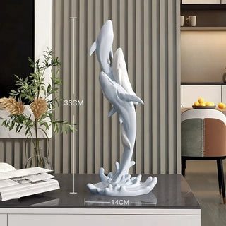 Statuetta Decorativa Squali Pesci Salotto Decorazioni Casa Ufficio Resina-INTERIOR DREAM DESIGN