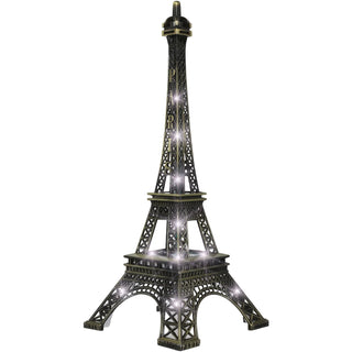 Statuetta Decorativa Tour Eiffel Luci Illuminata Batterie Lega Zinco Bronzo Arredamento Decorazione Casa - INTERIOR DREAM DESIGN