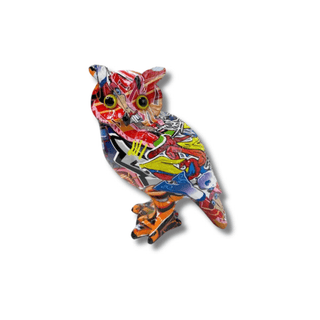 Statuetta Gufetto Multicolore Decorativo Fantasioso Simpatico Decorazione Casa Colorato-INTERIOR DREAM DESIGN