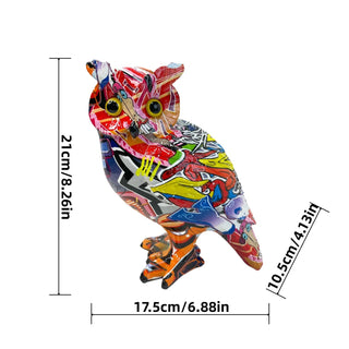 Statuetta Gufetto Multicolore Decorativo Fantasioso Simpatico Decorazione Casa Colorato-INTERIOR DREAM DESIGN