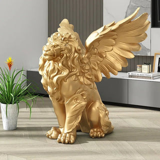Statuetta Lussuosa Leone Angelico Decorativo Artistico Particolare Elegante Decorazione Casa-INTERIOR DREAM DESIGN