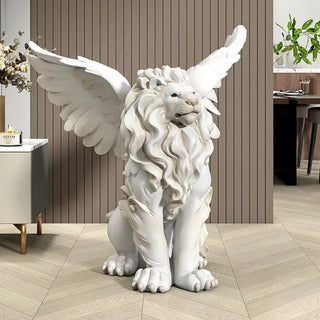 Statuetta Lussuosa Leone Angelico Decorativo Artistico Particolare Elegante Decorazione Casa-INTERIOR DREAM DESIGN