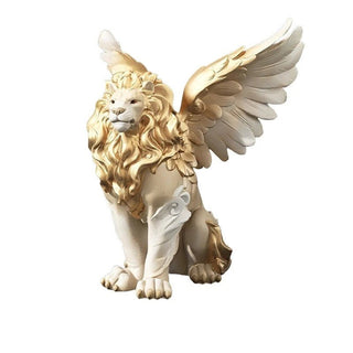 Statuetta Lussuosa Leone Angelico Decorativo Artistico Particolare Elegante Decorazione Casa-INTERIOR DREAM DESIGN