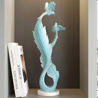 Statuetta Particolare Rosa Azzurro Bianco Particolare Salotto Decorazione Casa Piume-INTERIOR DREAM DESIGN