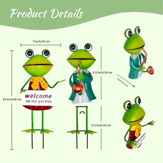 Statuetta Rana Esterno Diversi Modelli Verde Simpatica Benvenuto Giardino Resistente Metallo-INTERIOR DREAM DESIGN