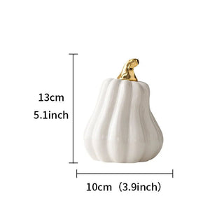 Statuette Decorative Zucca Halloween Bianco Arancione Ceramica Resistente Qualità Diverse Dimensioni Arredamento Decorazione Casa - INTERIOR DREAM DESIGN