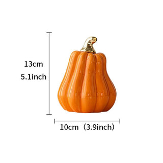 Statuette Decorative Zucca Halloween Bianco Arancione Ceramica Resistente Qualità Diverse Dimensioni Arredamento Decorazione Casa - INTERIOR DREAM DESIGN