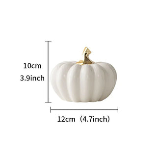 Statuette Decorative Zucca Halloween Bianco Arancione Ceramica Resistente Qualità Diverse Dimensioni Arredamento Decorazione Casa - INTERIOR DREAM DESIGN