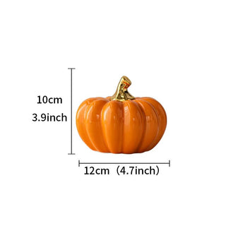 Statuette Decorative Zucca Halloween Bianco Arancione Ceramica Resistente Qualità Diverse Dimensioni Arredamento Decorazione Casa - INTERIOR DREAM DESIGN