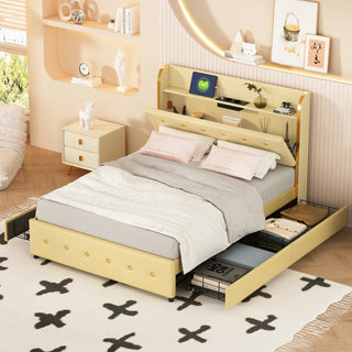 Struttura Base Letto 12 Doghe Matrimoniale Legno Metallo Ecopelle Cassettiera Testiera USB Imbottito Accessori Arredamento Casa Camera - INTERIOR DREAM DESIGN