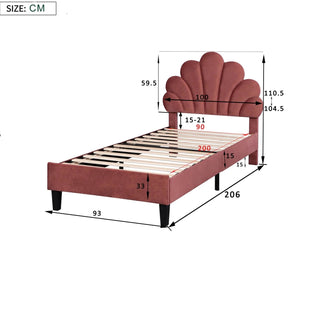 Struttura Letto 12 Doghe Legno Singolo Velluto Imbottitura Metallo Resistente Colorato Rosa Testiera Regolabile Arredamento Camera Casa - INTERIOR DREAM DESIGN