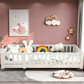 Strutture Letto Materiale Legno Forma Rettangolare Colore Bianco Decorazione Camera Protezione-INTERIOR DREAM DESIGN