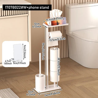 Supporto Carta Igienica Materiale Metallo Bianco Nero Organizer Accessori Bagno-INTERIOR DREAM DESIGN