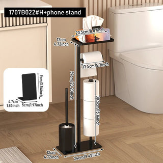 Supporto Carta Igienica Materiale Metallo Bianco Nero Organizer Accessori Bagno-INTERIOR DREAM DESIGN