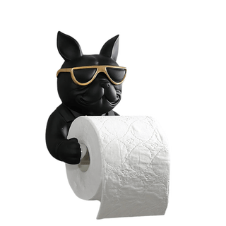 Supporto Carta Igienica Plastica Colore Nero Grigio Arancione Cane Occhiali Simpatico-INTERIOR DREAM DESIGN