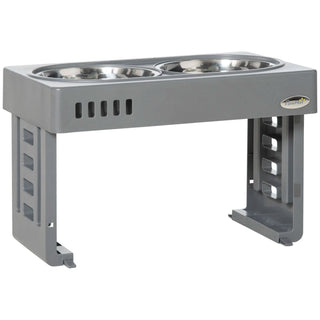 Supporto Mangiatoia 2 Ciotole Acciaio Inossidabile Regolabile Altezza Colore Grigio - INTERIOR DREAM DESIGN