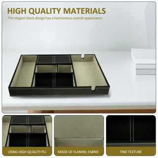 Svuotatasche Nero Ecopelle Velluto Diversi Scomparti Soggiorno Casa-INTERIOR DREAM DESIGN