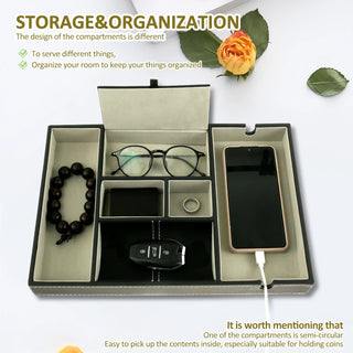 Svuotatasche Nero Ecopelle Velluto Diversi Scomparti Soggiorno Casa-INTERIOR DREAM DESIGN