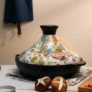 Tagin Pentola Cottura Ceramica Capacità 2 Litri Multicolore Casa Cucina-INTERIOR DREAM DESIGN