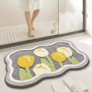 Tappetino Fiori Antiscivolo Bagno Decorazioni Casa Fantasioso Utile Comodo Morbido - INTERIOR DREAM DESIGN