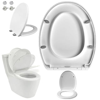 Tavoletta WC Materiale Termoplastico Bianco Chiusura Lenta Supporto WC Organizer Bagno-INTERIOR DREAM DESIGN