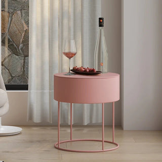 Tavolino Materiale Metallo Design Moderno Arredo Salotto Decorazione Casa Rosa Bianco-INTERIOR DREAM DESIGN