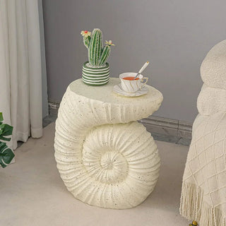 Tavolino Materiale Resina Modello Guscio Diverse Colorazioni Design Moderno Arredo Salotto-INTERIOR DREAM DESIGN