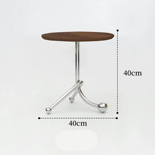 Tavolino Piccolo Legno Acciaio Vintage Salotto Leggero Particolare Sfere Pratico-INTERIOR DREAM DESIGN