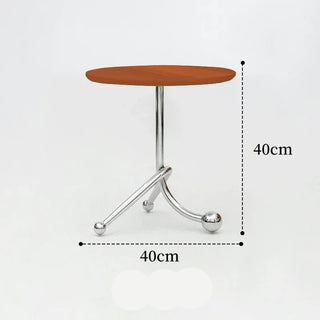 Tavolino Piccolo Legno Acciaio Vintage Salotto Leggero Particolare Sfere Pratico-INTERIOR DREAM DESIGN