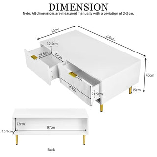 Tavolino Salotto Bianco Particolare Aperto Chiuso Cassetti Lucido Moderno Elegante-INTERIOR DREAM DESIGN