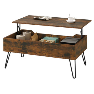 Tavolino Salotto Colore Marrone Dimensioni Ampie Aperto Contenitore Portaoggetti Comodo Utile Pratico Legno Metallo-INTERIOR DREAM DESIGN