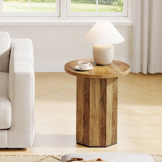 Tavolino Salotto Marrone Piccolo Resistente Rotondo Legno Estetico Stile Elegante-INTERIOR DREAM DESIGN