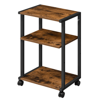 Tavolino Salotto Marrone Piccolo Rettangolare Legno Acciaio 3 Ripiani Elegante-INTERIOR DREAM DESIGN