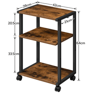Tavolino Salotto Marrone Piccolo Rettangolare Legno Acciaio 3 Ripiani Elegante-INTERIOR DREAM DESIGN