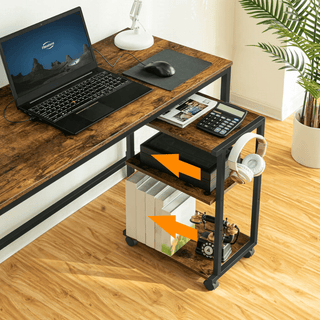 Tavolino Salotto Marrone Piccolo Rettangolare Legno Acciaio 3 Ripiani Elegante-INTERIOR DREAM DESIGN