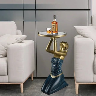 Tavolino Salotto Moderno Particolare Donna Stile Elegante Verde Acqua Oro Piccolo Diversi Modelli-INTERIOR DREAM DESIGN