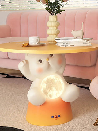 Tavolo Da Salotto Con Gatto Con Luce Pallina Luminosa Di Colore Arancione Design Moderno Piccole Dimensioni - INTERIOR DREAM DESIGN