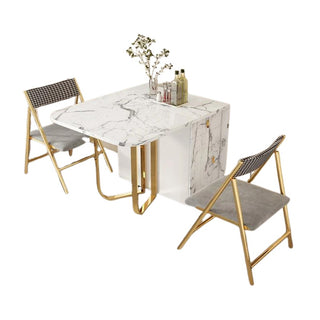 Tavolo Pieghevole Cucina Sedie Incastro Ruote Effetto Marmo Bianco Oro 2/4 Persone Cassetti Salvaspazio Accessori Arredamento Casa - INTERIOR DREAM DESIGN