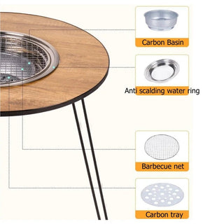 Tavolo Rotondo Da Barbecue Vari Accessori Tempo Libero Divertimento Campeggio Tavolo In Legno Multi Funzione - INTERIOR DREAM DESIGN