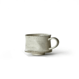 Tazza Beige Ceramica Capacità 210ml Effetto Rovinato Vintage Qualità Resistente-INTERIOR DREAM DESIGN