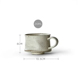 Tazza Beige Ceramica Capacità 210ml Effetto Rovinato Vintage Qualità Resistente-INTERIOR DREAM DESIGN
