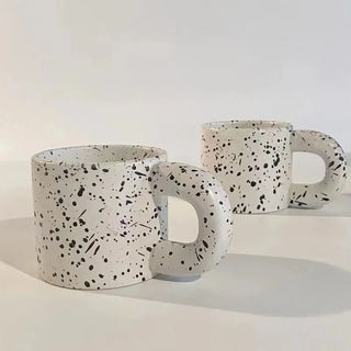 Tazza Caffè Colazione Casa Cucina Ceramica Pois Bianca Nera Arredamento Design Innovativo-INTERIOR DREAM DESIGN