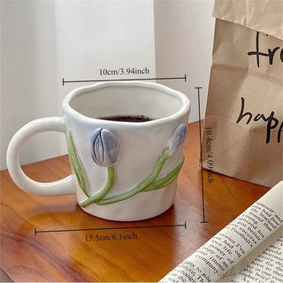 Tazza Ceramica Diversi Colori Rosa Azzurro Fiori Fine Elegante Resistente Caffe-INTERIOR DREAM DESIGN