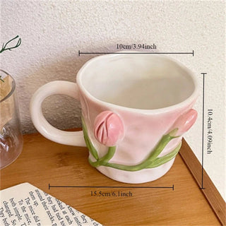 Tazza Ceramica Diversi Colori Rosa Azzurro Fiori Fine Elegante Resistente Caffe-INTERIOR DREAM DESIGN